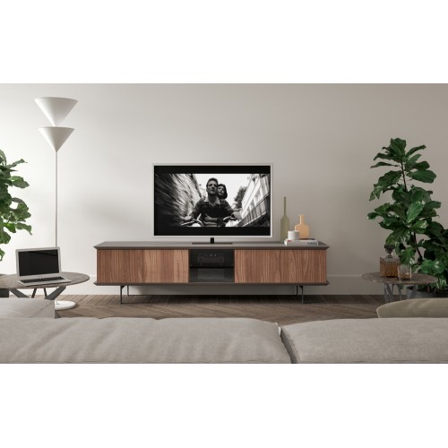 Ozzio Sideboard Brera TV art. X309 with metal base L.224 cm and H.44.5 / 57 cm - 5 doors
