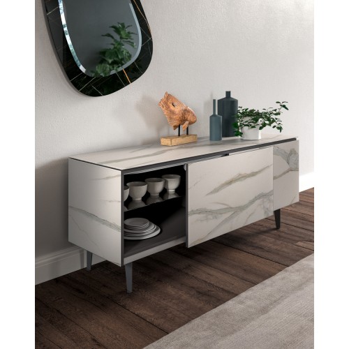 Ozzio Sideboard Plana art. X308 with metal base L.181.5 cm and H.74 cm - 2 doors