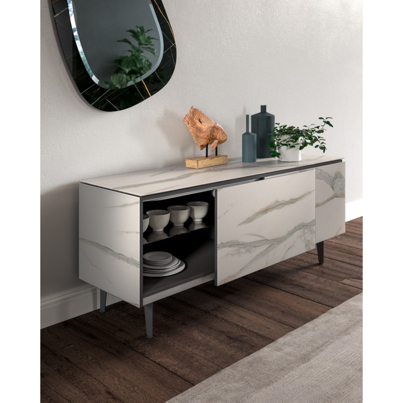  Ozzio Sideboard Plana art. X308 with metal base L.181.5 cm and H.74 cm - 2 doors