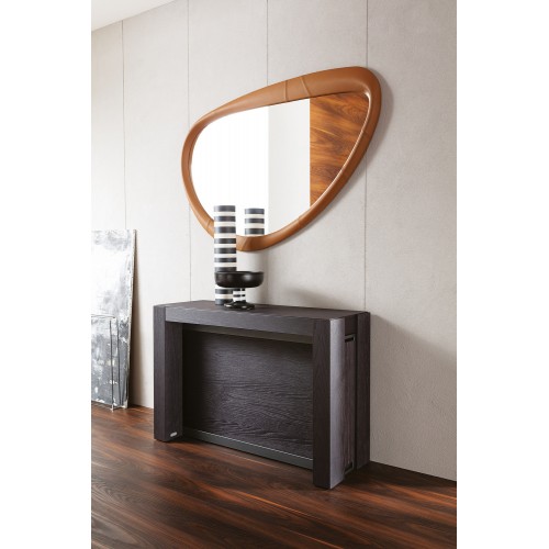 Ozzio Console extensible A3 art. T023 avec structure en métal et plateau en chêne 40x112 cm - Avec 5 rallonges internes