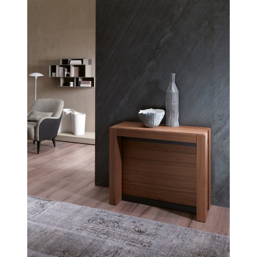 Ozzio Console extensible A4 art. T021 avec structure en métal et plateau en bois 85x35 cm - Avec 4 rallonges internes