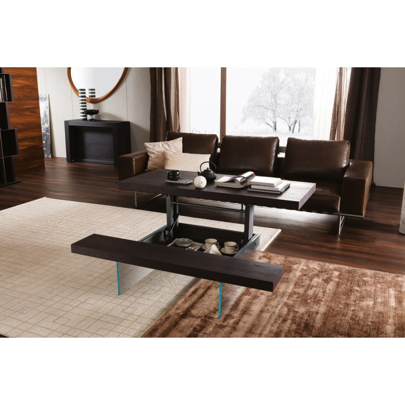  Table convertible Ozzio Markus art. T063 avec structure en métal et verre et plateau au choix de 140x90 cm