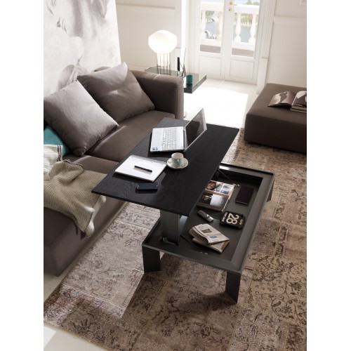 Ozzio Table transformable Metrino art. T062 avec structure en métal et plateau en chêne 117x68 cm
