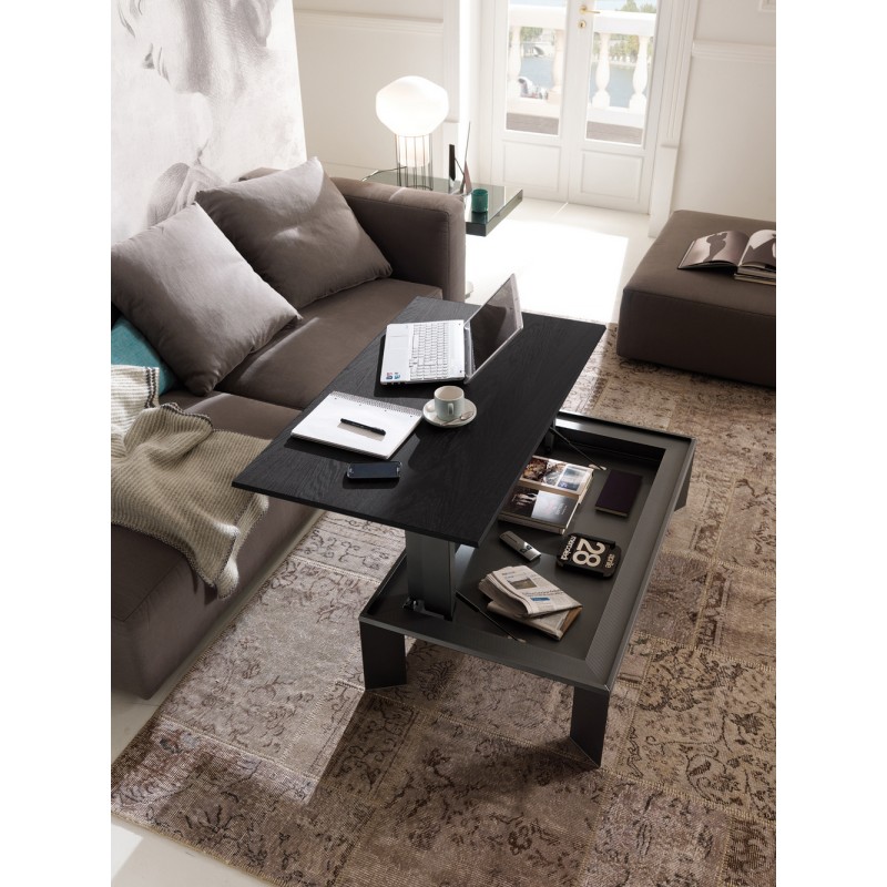  Ozzio Table transformable Metrino art. T062 avec structure en métal et plateau en chêne 117x68 cm
