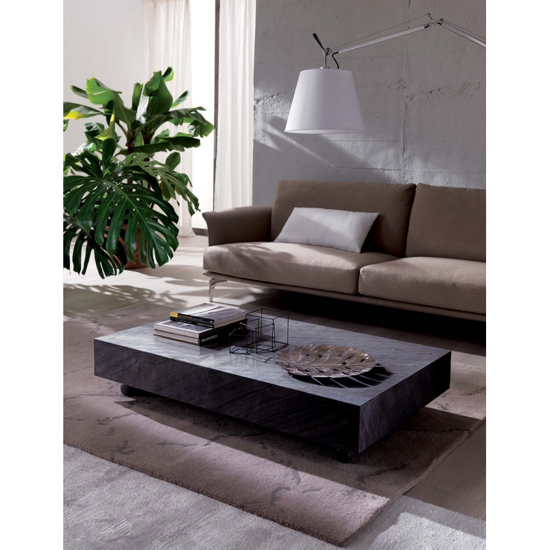  Ozzio Transformable coffee table Wooden Box art. T111 with metal structure and 120x75 cm top of your choice - With 2 internal