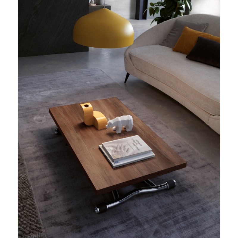  Ozzio Sydney transformable coffee table art. T121 with metal structure and 100x60 cm eco-wood top - With book top