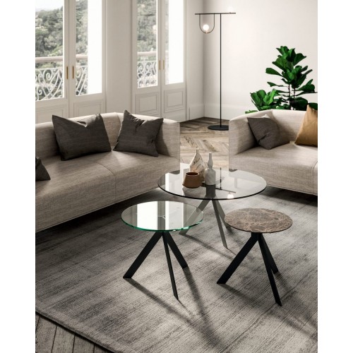 Ozzio Coffee table Bijoux art. X502 with metal structure and top at choice of Ø80 cm