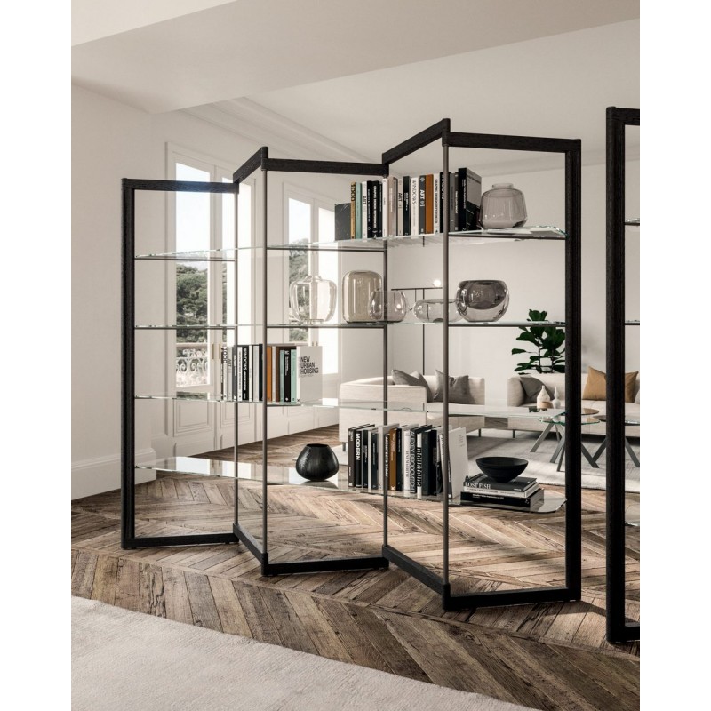  Ozzio Modular bookcase Panto art. X016 D in metal and wood of L.113 cm and H.199 cm