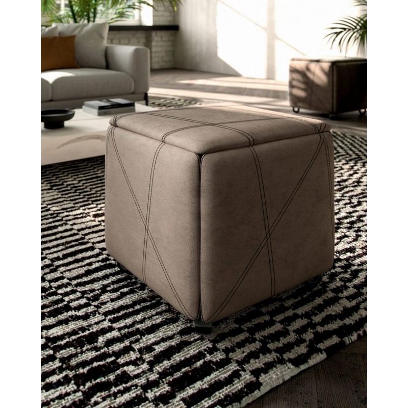  Ozzio Puf Cubix art. S011 completamente cubierto por H.53 cm - Con 4 sillas plegables en el interior