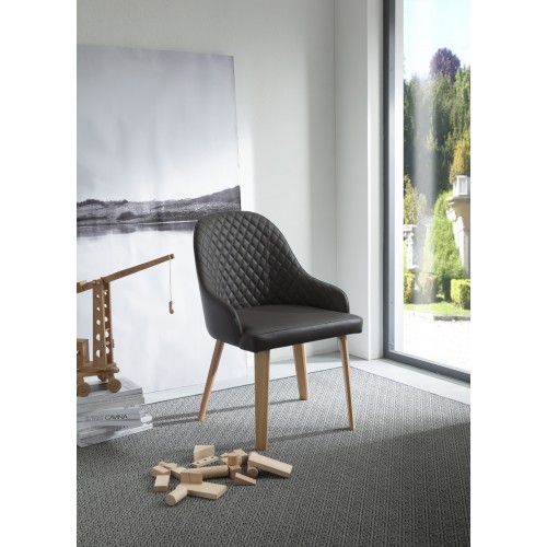 Ozzio Swivel armchair Atena art. S051 oak structure and seat in H.82 cm fabric