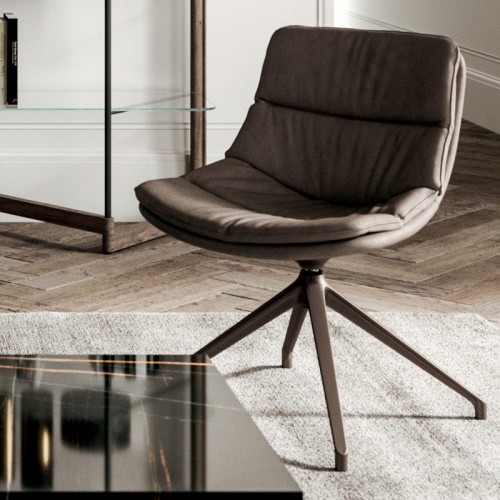Ozzio Fauteuil pivotant Sveva art. Structure en métal S059 et assise en tissu H.82 cm