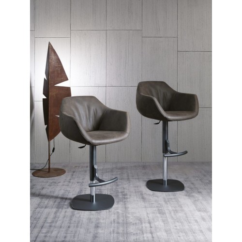 Taburete Ozzio Boris art. S551 estructura de metal y asiento en tela de H.92 / 118 cm - Con reposabrazos