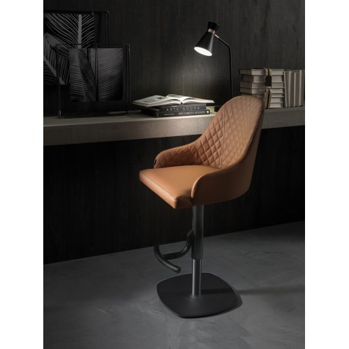 Ozzio Stool Brando art. S505 metal frame and fabric seat from H.94.5 / 120.5 cm - With armrests