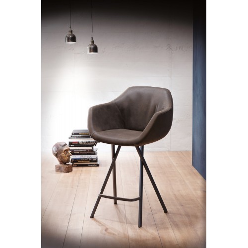Ozzio Dumbo stool art. S552 metal frame and fabric seat H.103.5 cm - With armrests