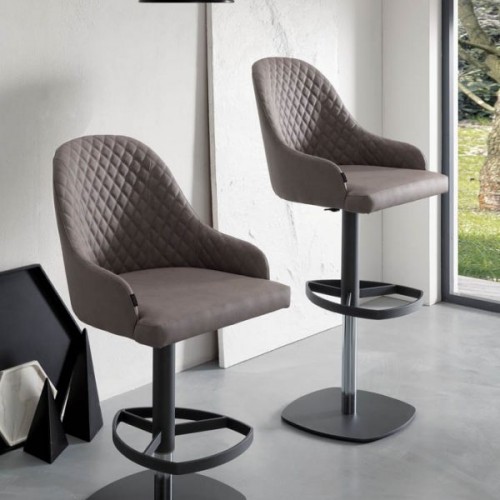 Ozzio Stool Dylan art. S509 metal frame and fabric seat from H.94.5 / 120.5 cm - With armrests