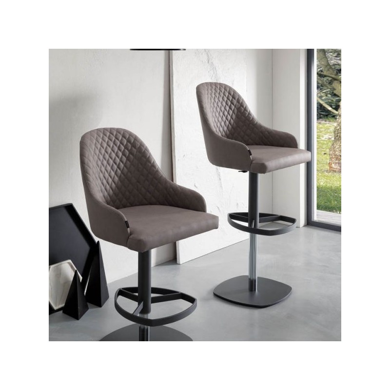  Ozzio Stool Dylan art. S509 metal frame and fabric seat from H.94.5 / 120.5 cm - With armrests
