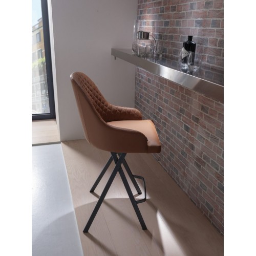 Ozzio Stool Febo art. S506 metal frame and fabric seat H.103 cm - With armrests