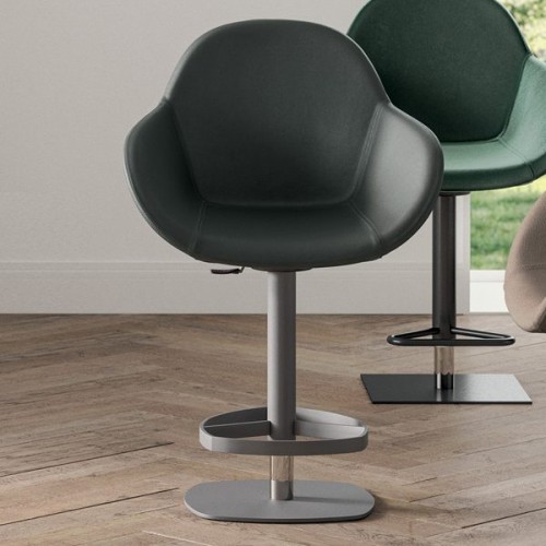 Ozzio Oscar stool art. S559 metal frame and fabric seat from H.97.5 / 124 cm - With armrests