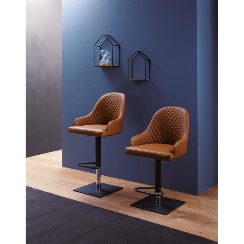  Tabouret Ozzio Prometeo art. Structure métal S508 et assise tissu de H.94,5/120,5 cm - Avec accoudoirs
