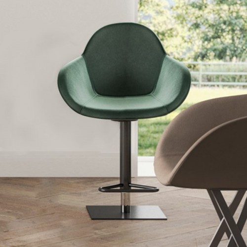 Ozzio Vasco stool art. S558 metal frame and fabric seat H.99.5 / 126 cm - With armrests