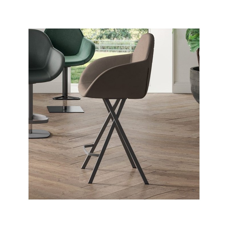  Ozzio Stool Yago art. S556 metal frame and fabric seat H.107 cm - With armrests