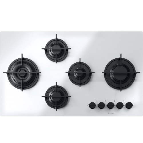 Table de cuisson gaz Barazza MOOD 1PMD95B en vitrocéramique blanche 86 cm