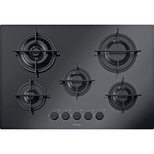 Placa de gas Barazza MOOD 1PMD70N de vitrocerámica negra de 75 cm