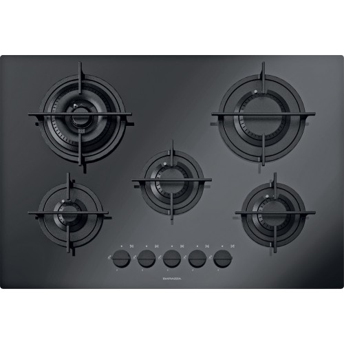 Table de cuisson gaz Barazza MOOD 1PMD70N en vitrocéramique noire 75 cm