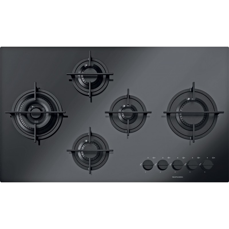  Table de cuisson gaz Barazza MOOD 1PMD95N en vitrocéramique noire 86 cm