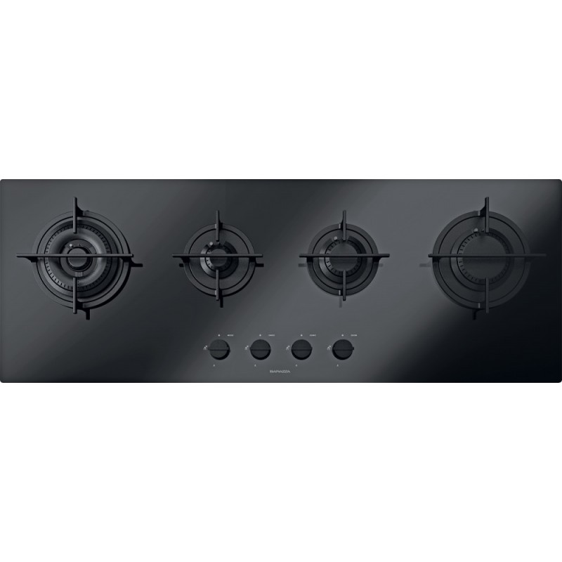  Table de cuisson gaz Barazza MOOD 1PMD104N en vitrocéramique noire 110 cm
