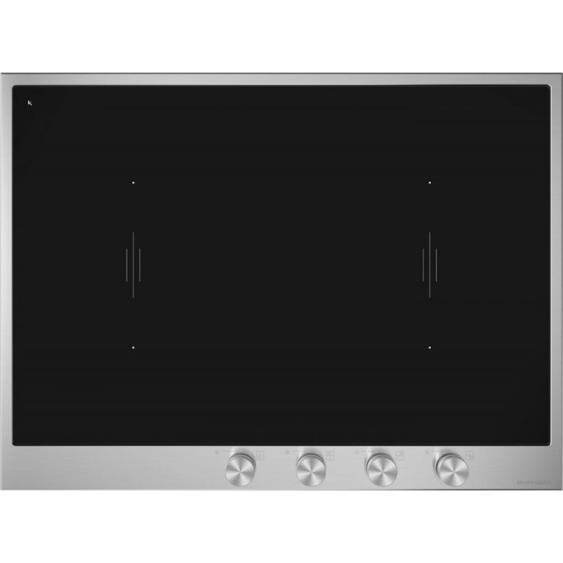  Table de cuisson à induction Barazza B_FREE 1PBF7ID en vitrocéramique noire et acier inoxydable satiné de 69 cm