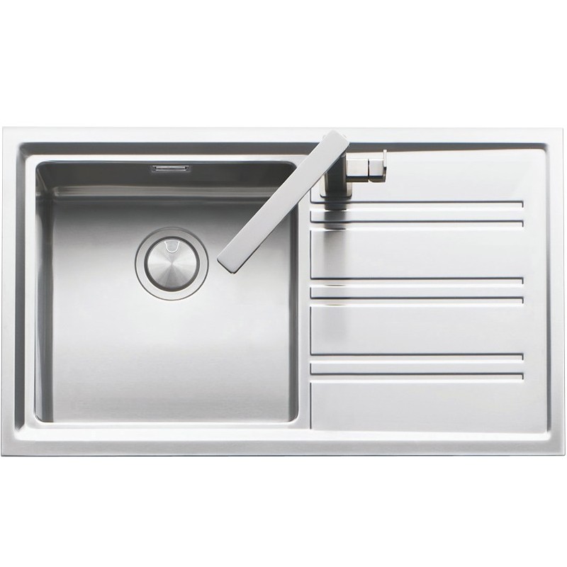  Barazza Single bowl sink with right drainer EASY 1LES91PD satin stainless steel finish 86x51 cm