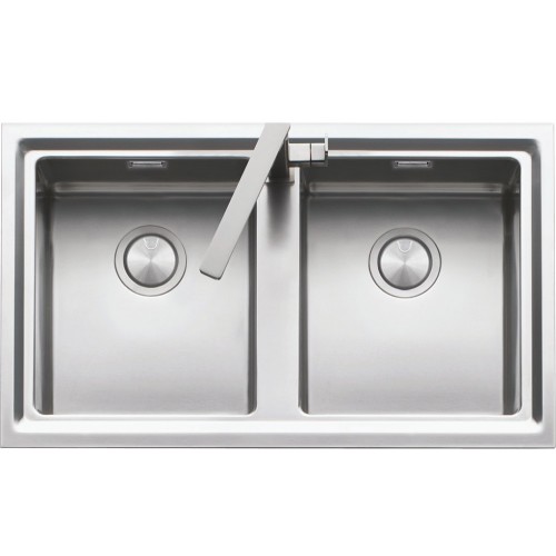 Barazza Two bowls sink EASY 1LES92P satin stainless steel finish 86x51 cm