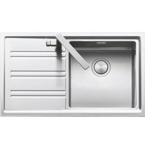 Barazza Single bowl sink with left drainer EASY 1LES91RS satin stainless steel finish 86x50 cm