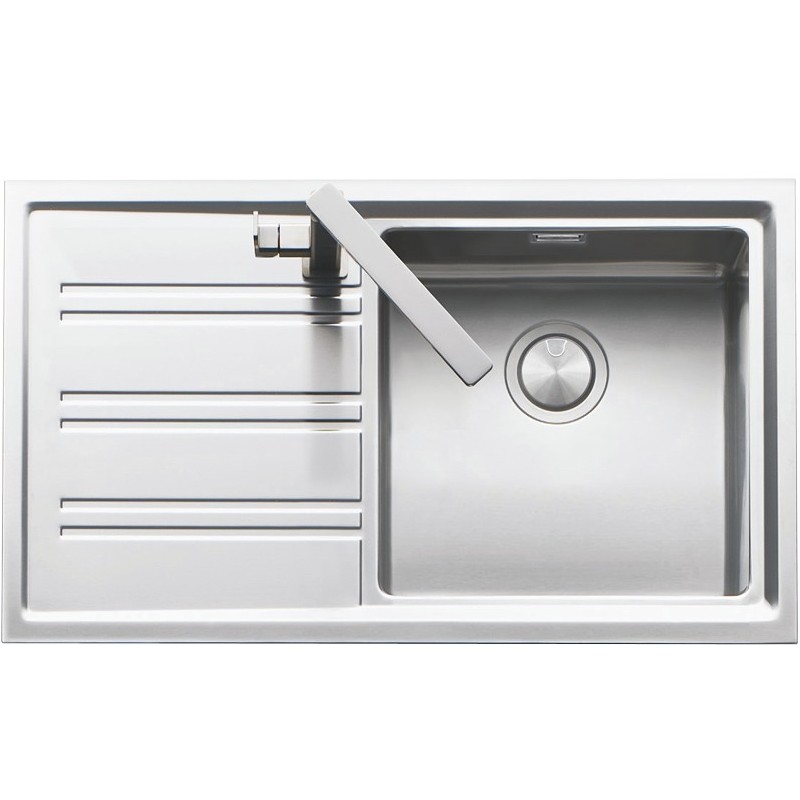  Barazza Évier simple avec égouttoir à gauche EASY 1LES91RS finition inox satiné 86x50 cm