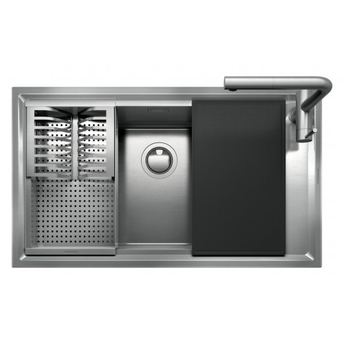 Barazza Lavello una vasca EASY KIT 1LES91RK finitura inox satinato da 86x50 cm Con Kit accessori e miscelatore