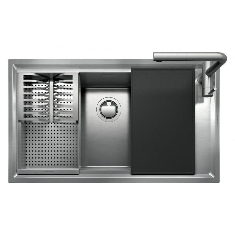  Barazza Lavello una vasca EASY KIT 1LES91RK finitura inox satinato da 86x50 cm Con Kit accessori e miscelatore