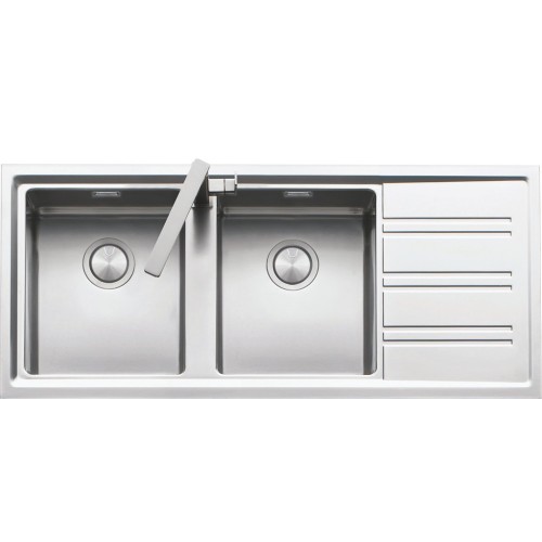 Barazza Lavello due vasche con gocciolatoio dx EASY KIT 1LES12RD finitura inox satinato da 116x50 cm