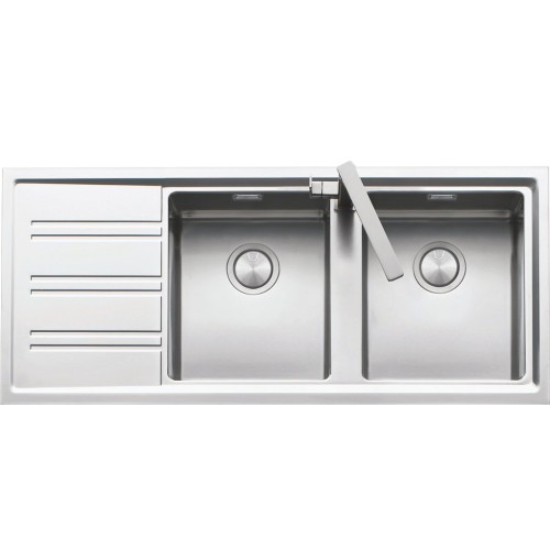 Barazza Lavello due vasche con gocciolatoio sx EASY KIT 1LES12RS finitura inox satinato da 116x50 cm