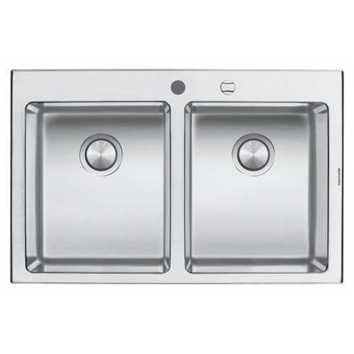 Barazza Two bowls sink B_OPEN 1LBO82 satin stainless steel finish 79x51 cm