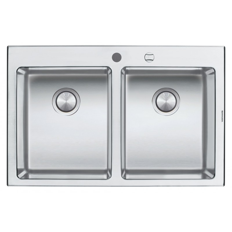  Barazza Fregadero de dos senos B_OPEN 1LBO82 acabado acero inoxidable satinado 79x51 cm