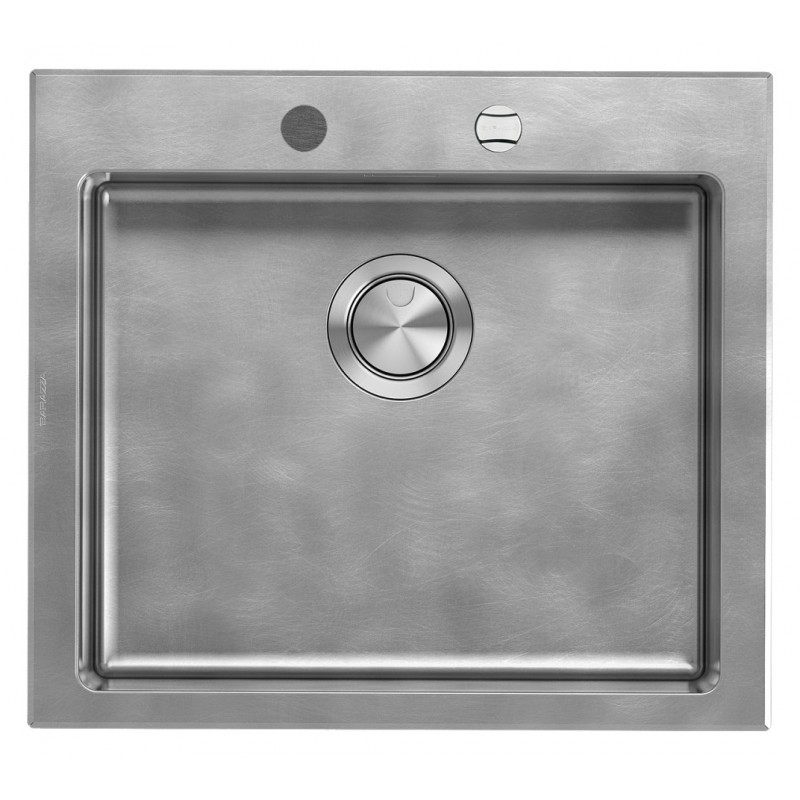  Barazza Lavello una vasca UNIQUE 1LUN61 finitura inox vintage da 58x51 cm