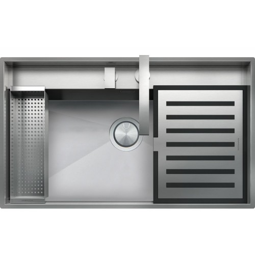 Barazza Lavello una vasca LAB KIT 1LLB91K finitura inox satinato da 86x51 cm Con kit accessori e miscelatore