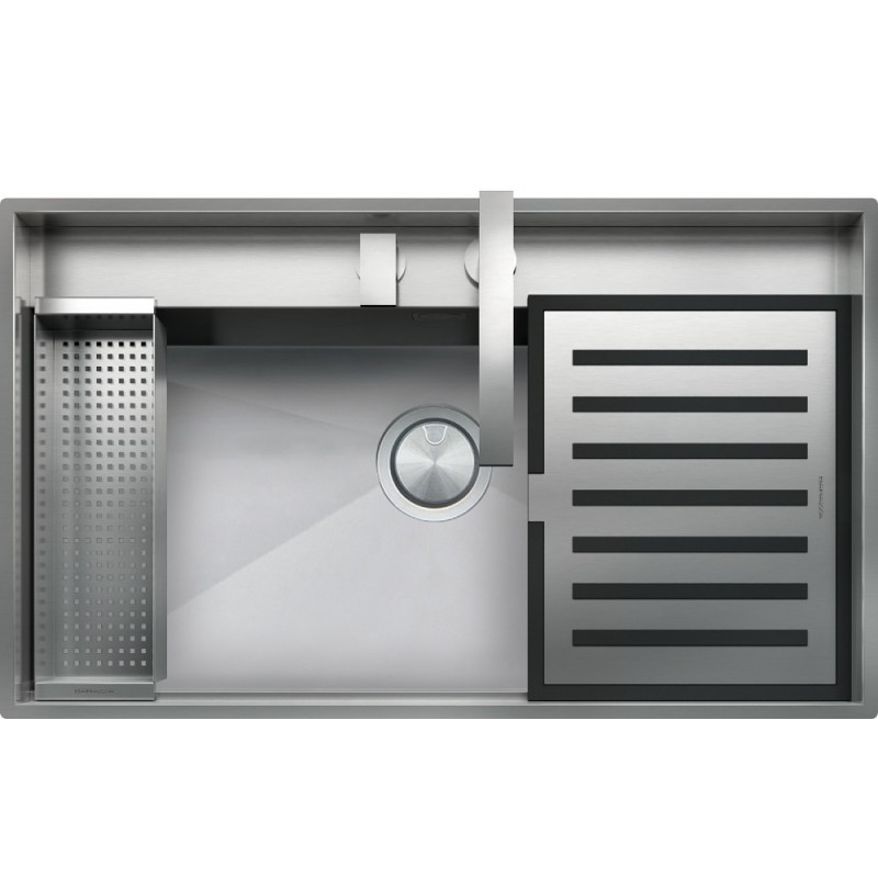  Barazza Évier simple bac LAB KIT 1LLB91K finition inox satiné 86x51 cm - Avec kit d'accessoires et mitigeur