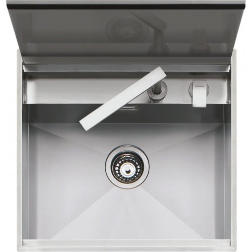 Barazza Lavello una vasca LAB COVER 1LLB60 finitura inox satinato da 57x51 cm Con coperchio e miscelatore