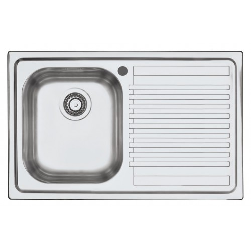 Barazza Lavello una vasca con gocciolatoio dx B_FAST 1LFS81D finitura inox satinato da 79x50 cm