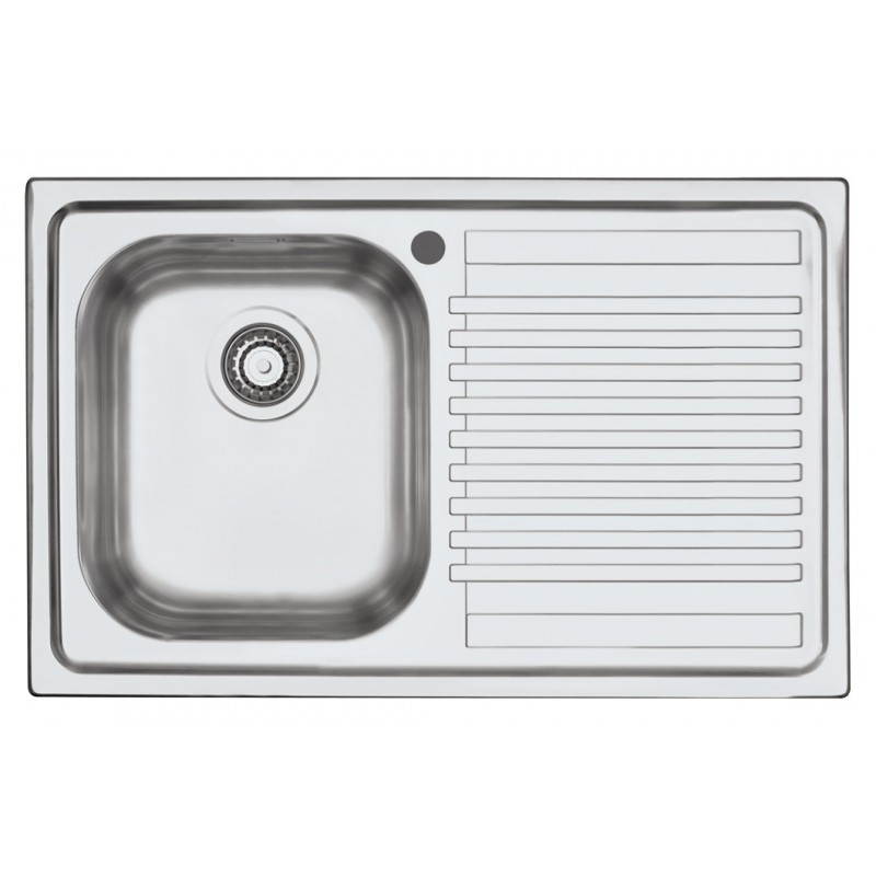  Barazza Fregadero de un seno con escurridor derecho B_FAST 1LFS81D acabado acero inoxidable satinado 79x50 cms