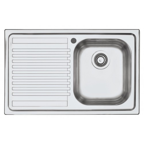 Barazza Lavello una vasca con gocciolatoio sx B_FAST 1LFS81S finitura inox satinato da 79x50 cm