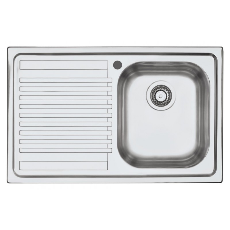  Barazza Évier simple bac avec égouttoir à gauche B_FAST 1LFS81S finition acier inoxydable satiné 79x50 cm