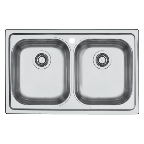 PRONTA CONSEGNA - Barazza Lavello due vasche B_FAST 1LFS82 finitura inox satinato da 79x50 cm